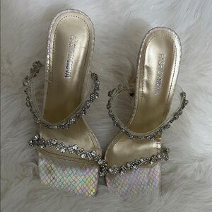 Fashion Nova Holographic Crystal Heels